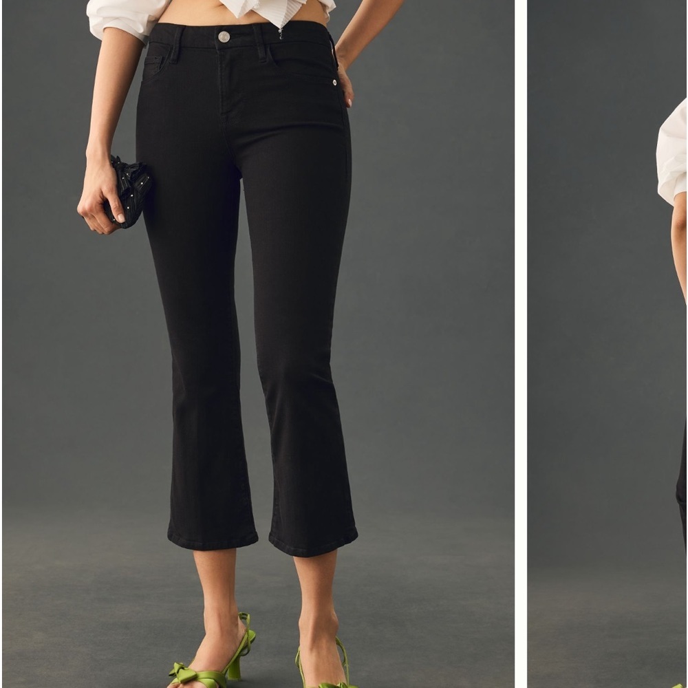 Frame Denim Black Cropped Flare Jeans le crop mini